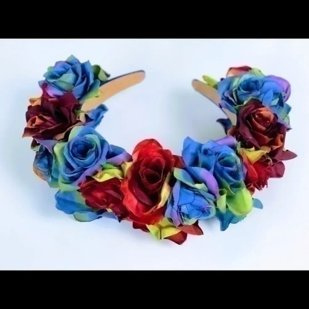 Stunning Handmade Red & Blue Flower Crown